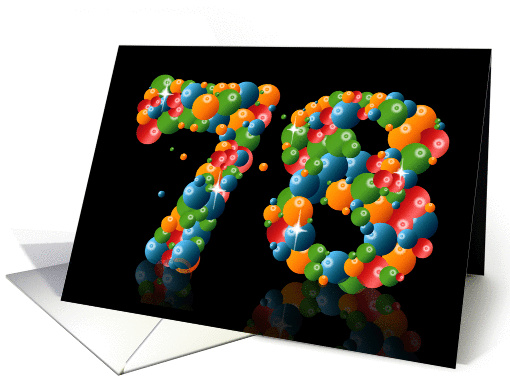 78th birthday party invitation with numbers formed from balls card