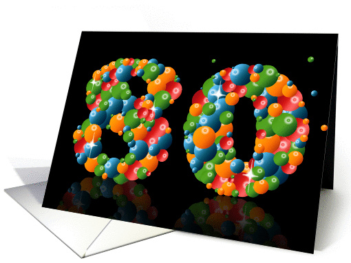 80th birthday party invitation with numbers formed from balls card