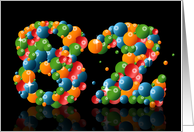 82nd birthday party invitation with numbers formed from balls card