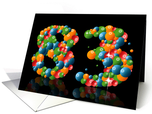 83rd birthday party invitation with numbers formed from balls card