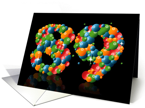 89th birthday party invitation with numbers formed from balls card