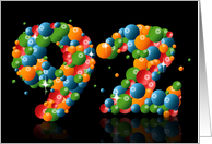 92nd birthday party invitation with numbers formed from balls card
