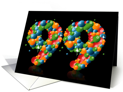 99th birthday party invitation with numbers formed from balls card