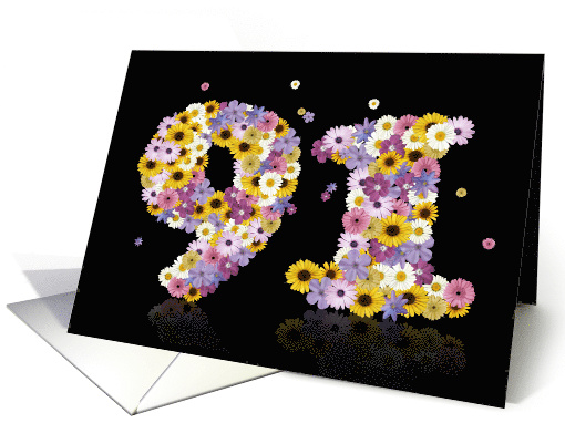 91st Birthday Flower Numbers card (913260)