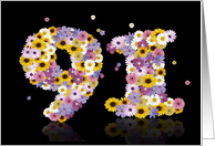 91st Birthday Flower Numbers card