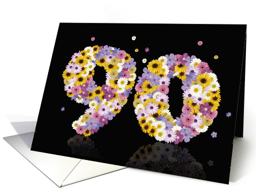 90th Birthday Flower Numbers card (913261)