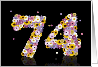 74th Birthday Flower Numbers card