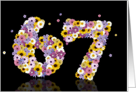 67th Birthday Flower Numbers card