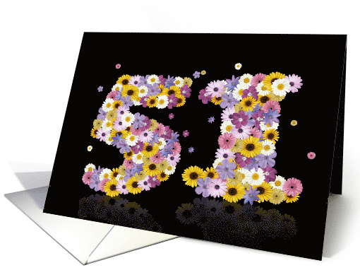 51st Birthday Flower Numbers card (913669)
