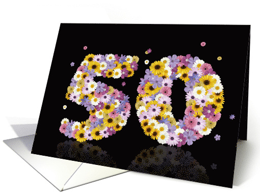 50th Birthday Flower Numbers card (913670)