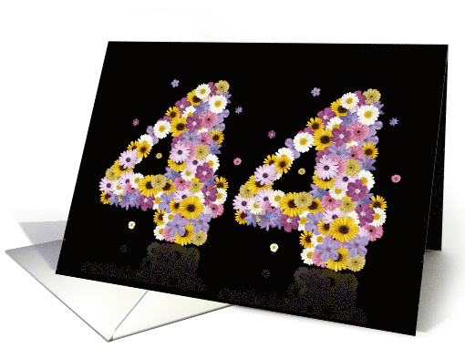 44th Birthday Flower Numbers card (913675)