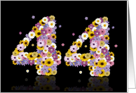 44th Birthday Flower Numbers card
