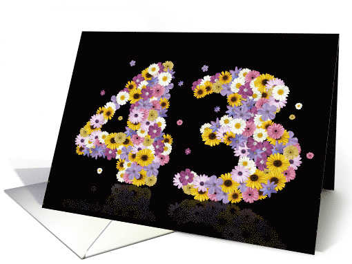 43rd Birthday Flower Numbers card (913676)