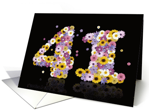 41st Birthday Flower Numbers card (913680)