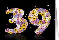 39th Birthday Flower Numbers card