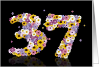 37th Birthday Flower Numbers card