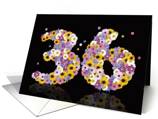 36th Birthday Flower Numbers card (913689)