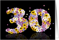 30th Birthday Flower Numbers card