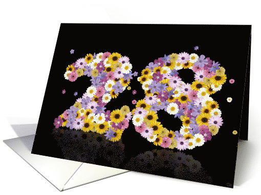 28th Birthday Flower Numbers card (915004)