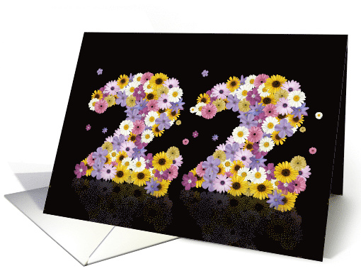 22nd Birthday Flower Numbers card (915010)