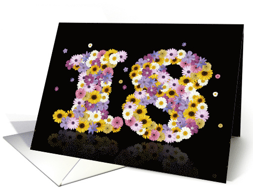 18th Birthday Flower Numbers card (915014)