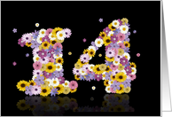 14th Birthday Flower Numbers card