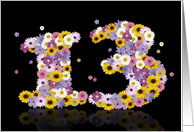 13th Birthday Flower Numbers card
