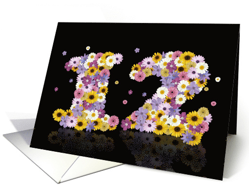 12th Birthday Flower Numbers card (915020)