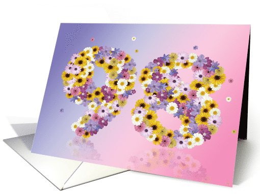 98th Birthday Flower Numbers card (915026)