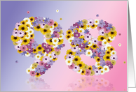 98th Birthday Flower Numbers card