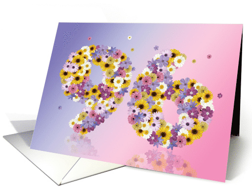 96th Birthday Flower Numbers card (915028)
