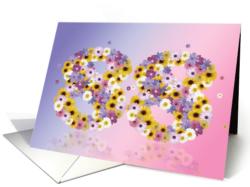 88th Birthday Flower Numbers card (915422)
