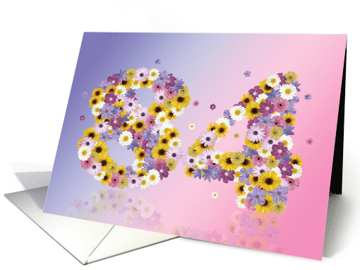 84th Birthday Flower Numbers card (915426)