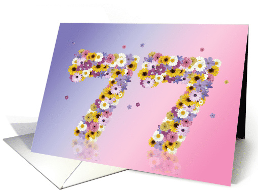 77th Birthday Flower Numbers card (915899)