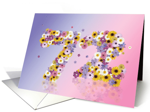 72nd Birthday Flower Numbers card (915904)