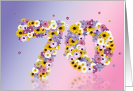 70th Birthday Flower Numbers card