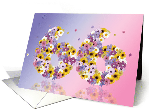 66th Birthday Flower Numbers card (915910)