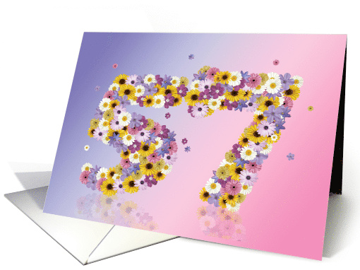 57th Birthday Flower Numbers card (915936)