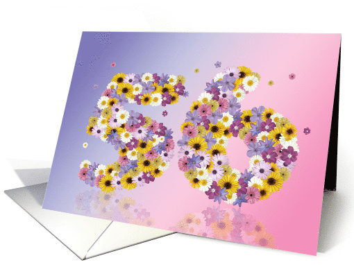 56th Birthday Flower Numbers card (915937)