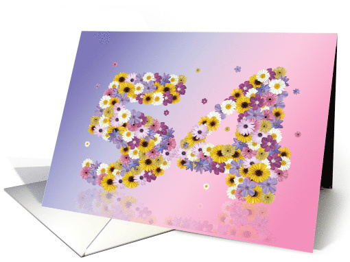 54th Birthday Flower Numbers card (915940)