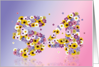 54th Birthday Flower Numbers card