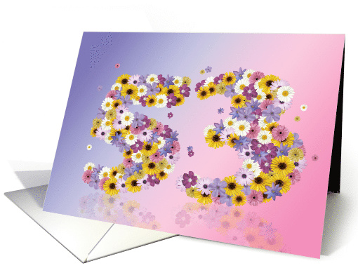 53rd Birthday Flower Numbers card (915941)