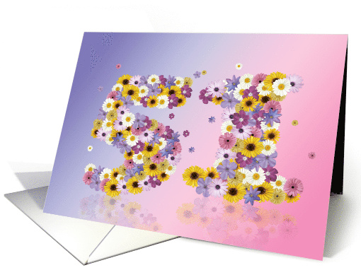 51st Birthday Flower Numbers card (915943)