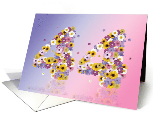 44th Birthday Flower Numbers card (915967)