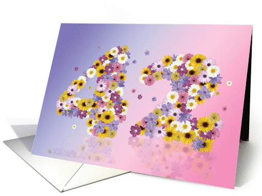 42nd Birthday Flower Numbers card (915969)