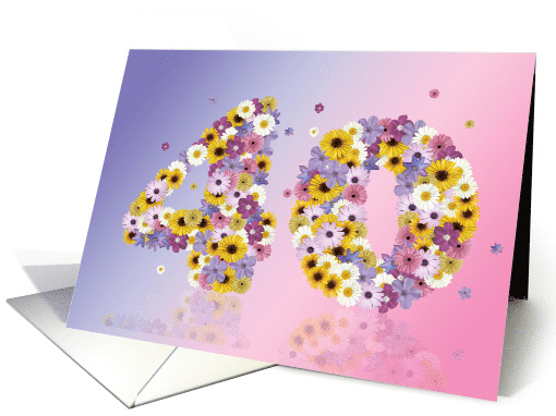 40th Birthday Flower Numbers card (915971)