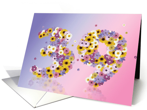 39th Birthday Flower Numbers card (915974)