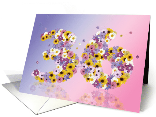 36th Birthday Flower Numbers card (915977)