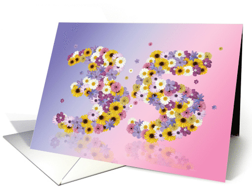 35th Birthday Flower Numbers card (915978)