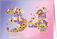 34th Birthday Flower Numbers card
